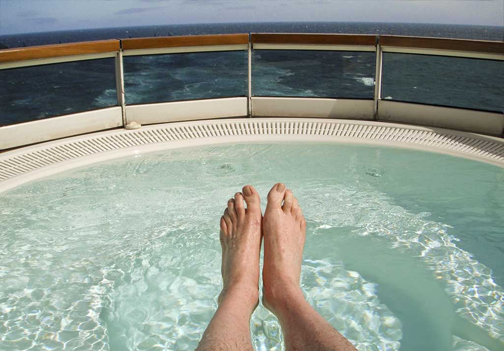 Feet in whirlpool on Seabourn Sojourn