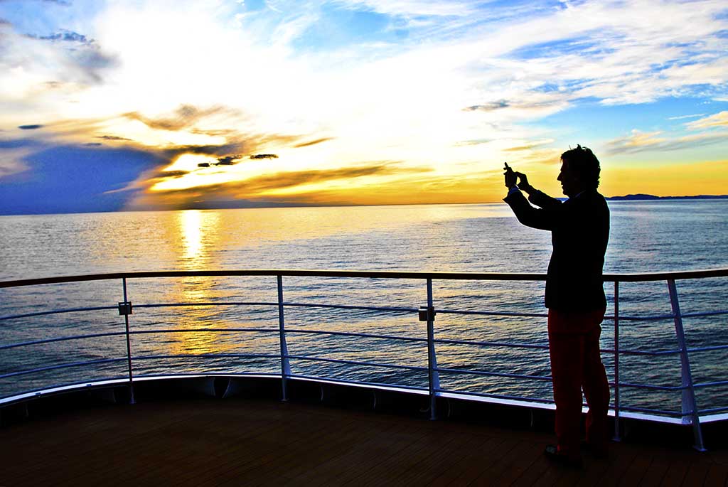 The midnight sun as seen from Seabourn Sojourn