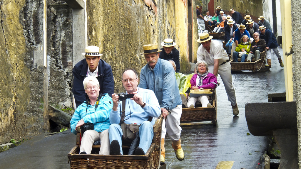 Sled ride on island of Madeira