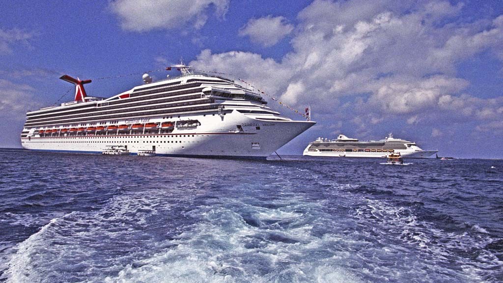 Ships anchored in Caribbean