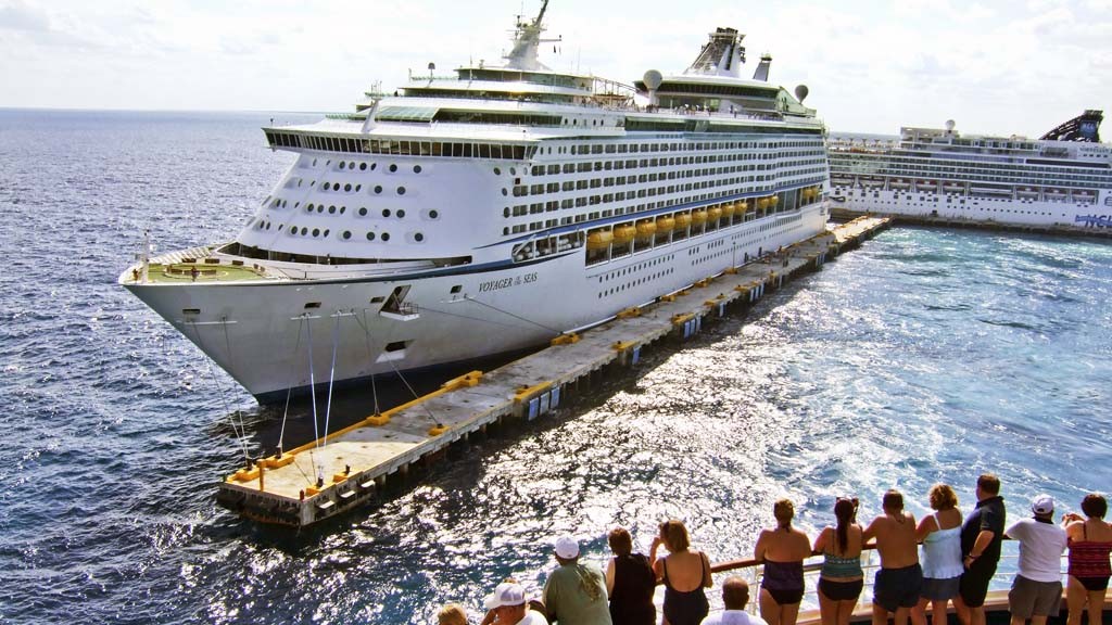 Cruise ships docked in the Caribbean