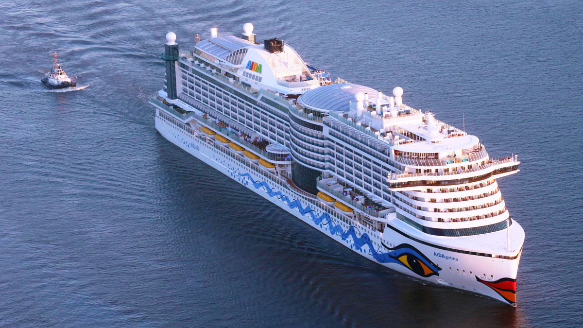 Aerial view of first voyage of AIDAprima--Courtesy of AIDA Cruises 