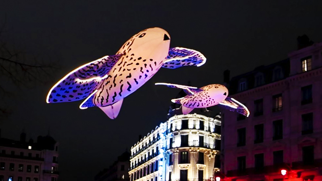 Light sculpture in Lyon