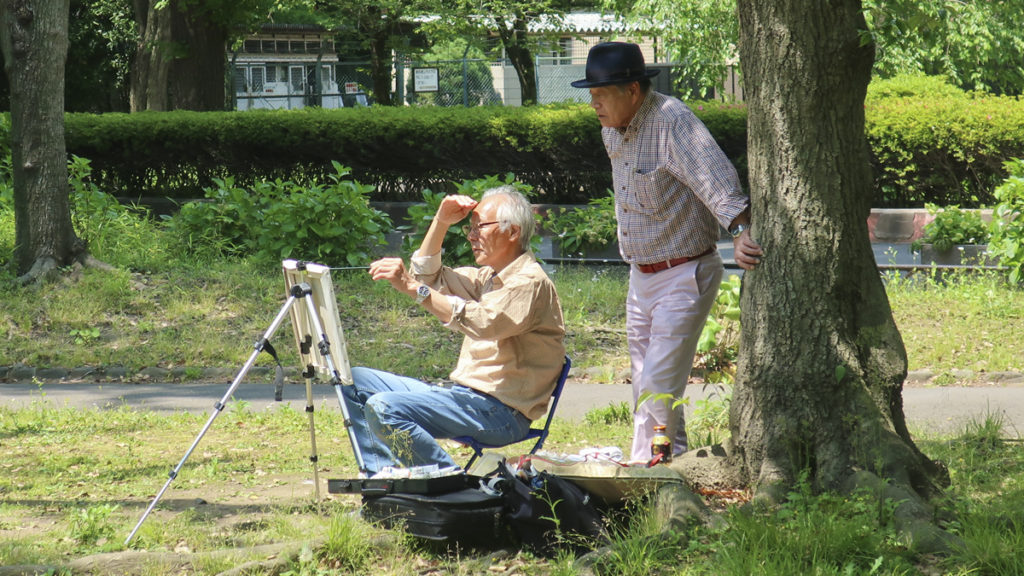 Artist in Tokyo garden